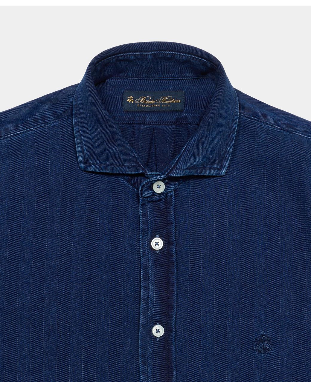 Brooks Brothers Blue Slim Fit Shirt With Spread Collar for men