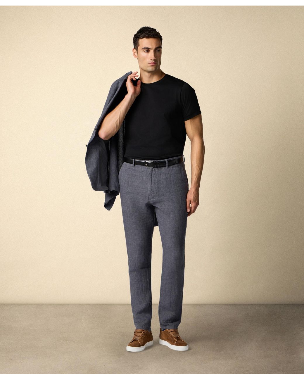 Brooks Brothers Black Mercerized Cotton Crewneck T-Shirt for men