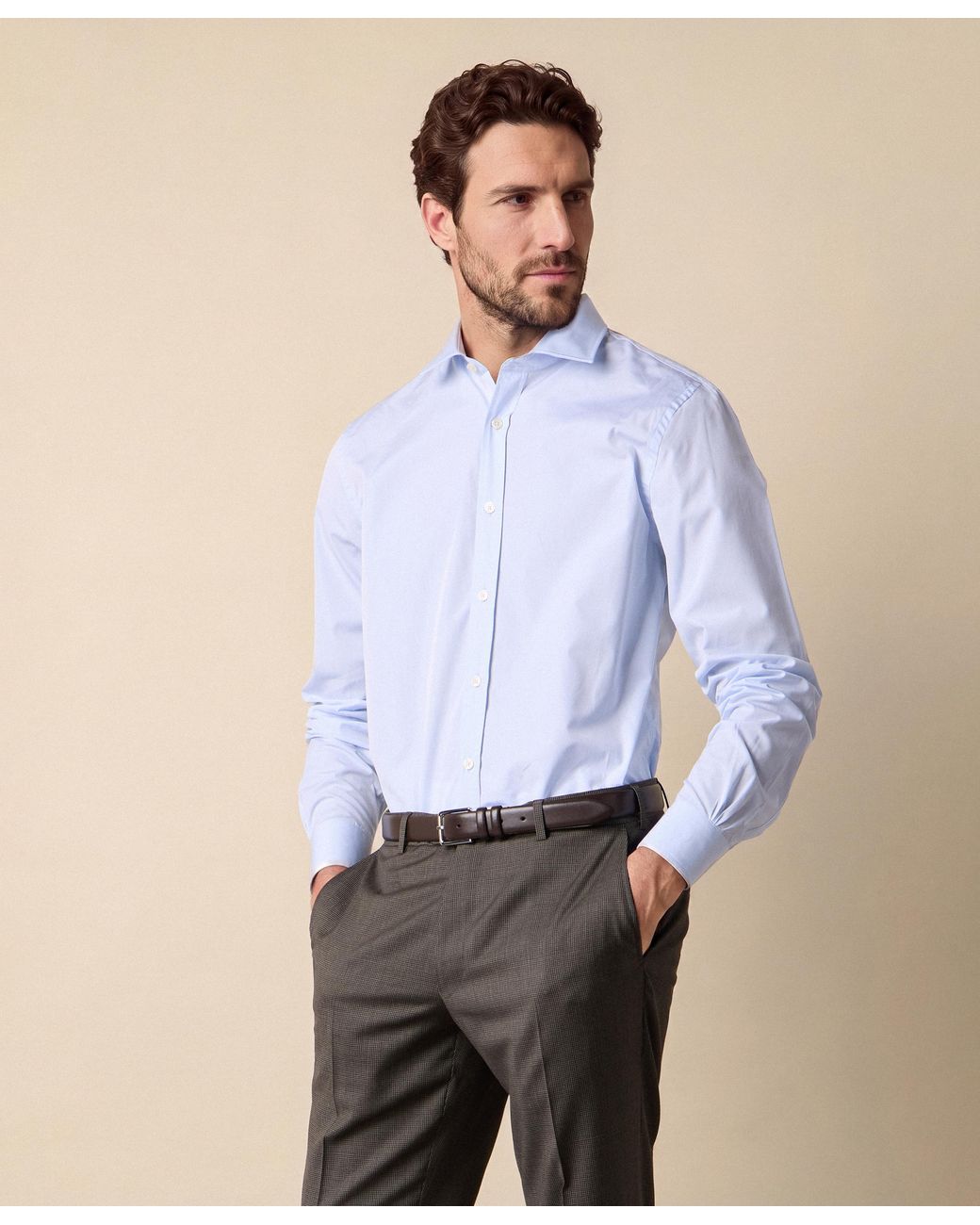 Brooks Brothers Blue Slim Fit Shirt With London Collar for men