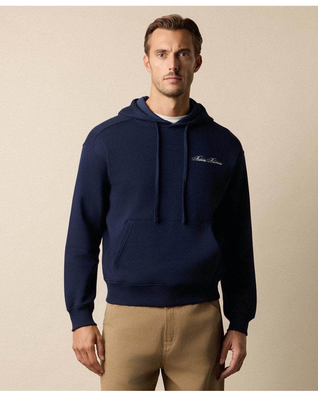 Brooks Brothers Blue Cotton Hoodie With Embroidered Logo for men