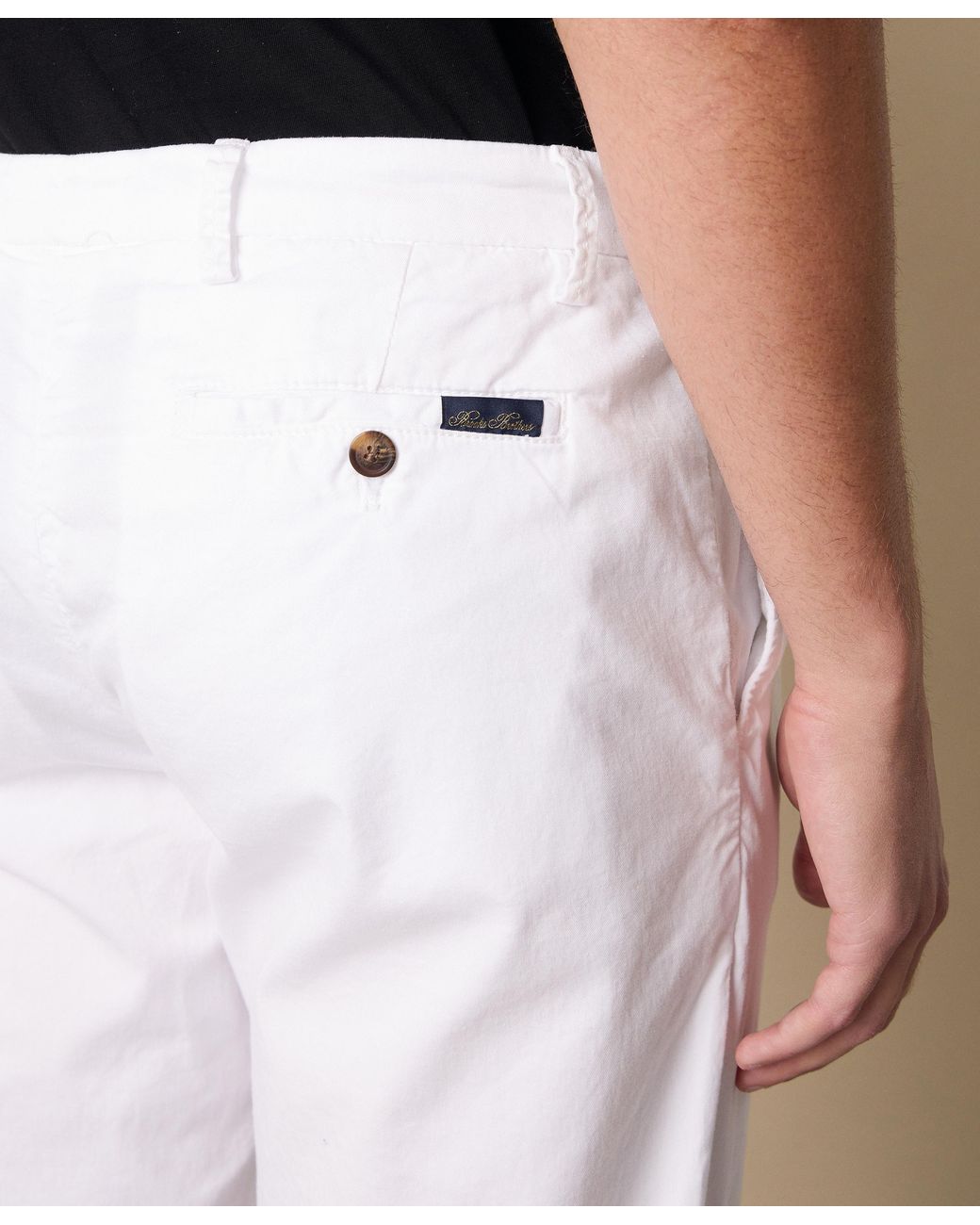 Brooks Brothers White Stretch Cotton Twill Chino for men