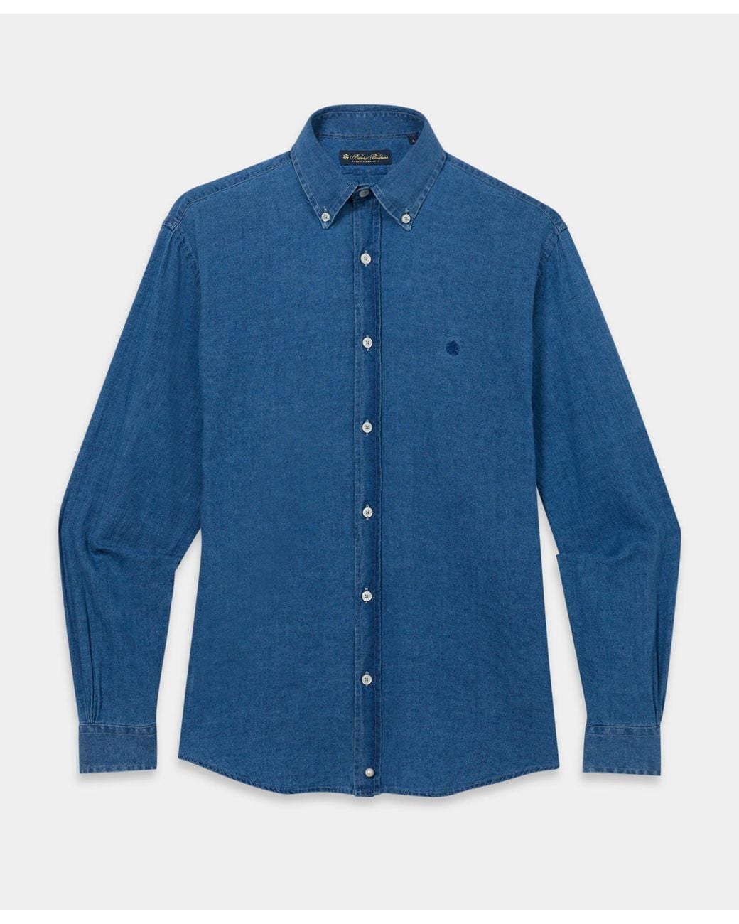 Brooks Brothers Blue Regular Fit Denim Shirt With Button Down Collar for men