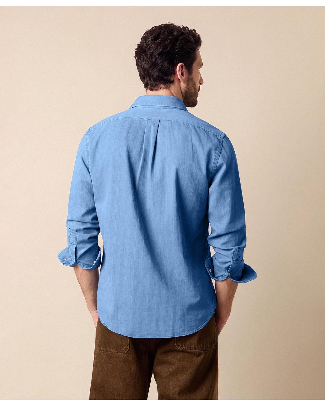 Brooks Brothers Blue Slim Fit Shirt With Spread Collar for men