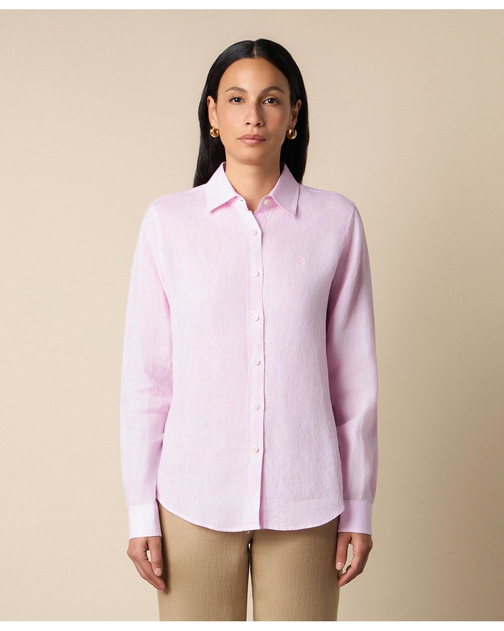 Brooks Brothers Pink Linen Shirt With Logo