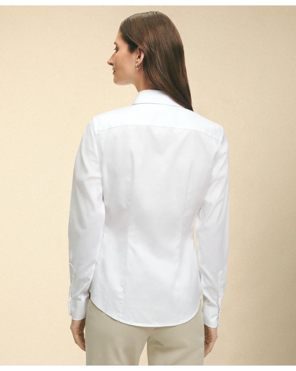 Brooks Brothers White Fitted Non-Iron Stretch Supima Cotton Dress Shirt