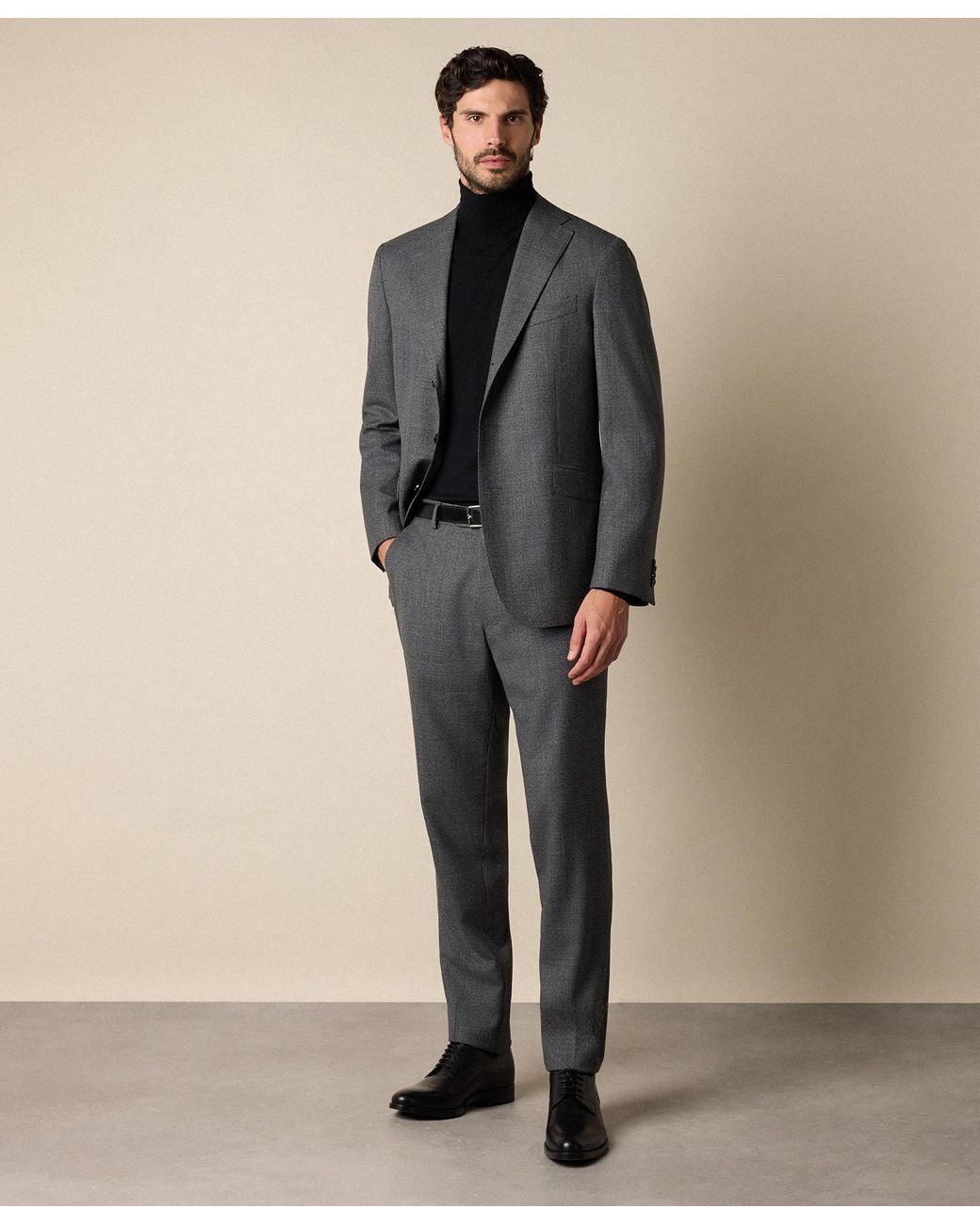 Brooks Brothers Gray Sharkskin Wool Suit for men