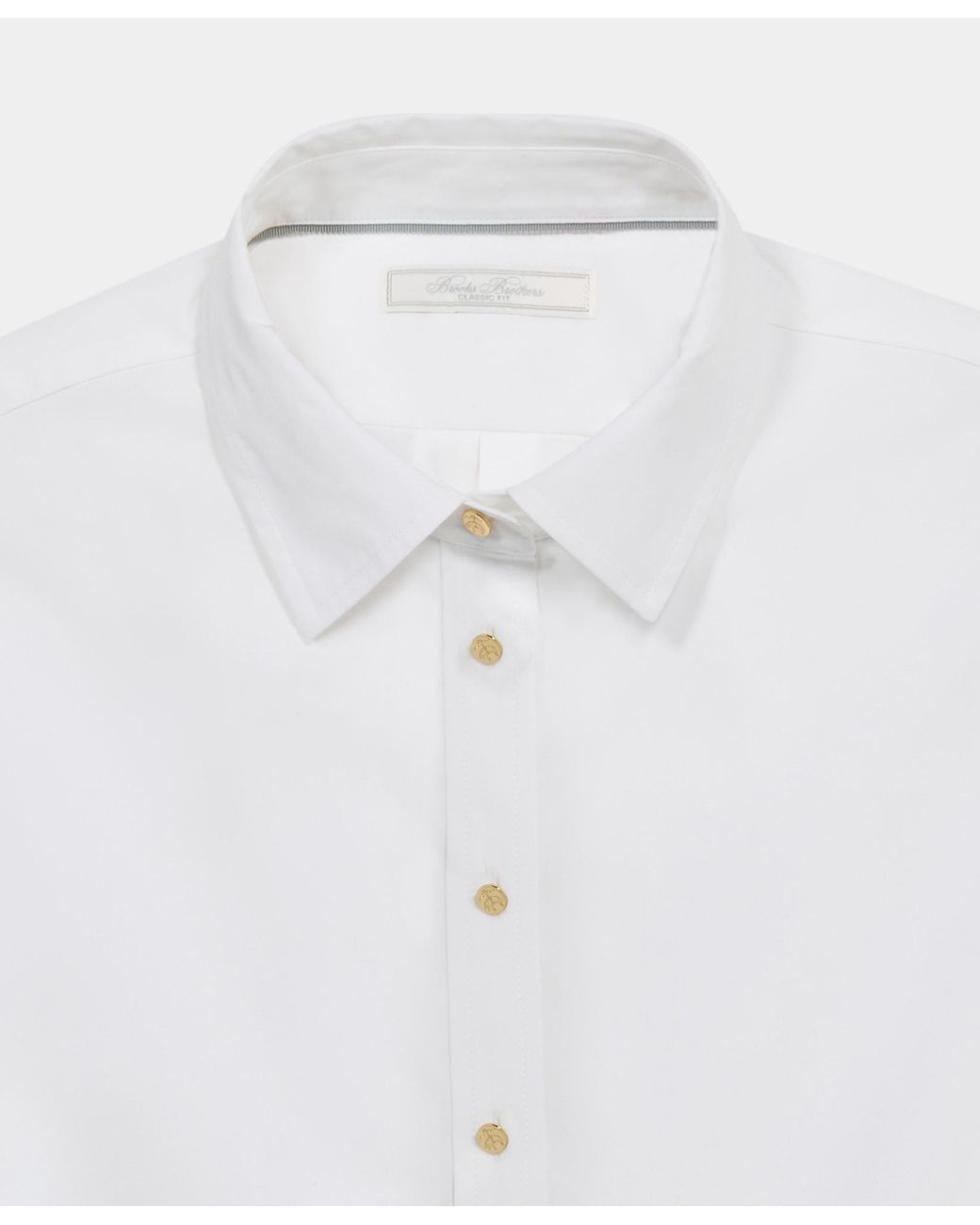 Brooks Brothers Natural Supima Cotton Poplin Blouse With Logo Buttons