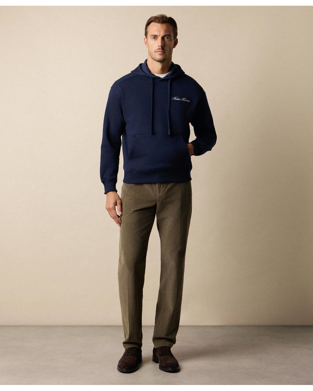 Brooks Brothers Green Regular Fit Cotton Corduroy Chino for men