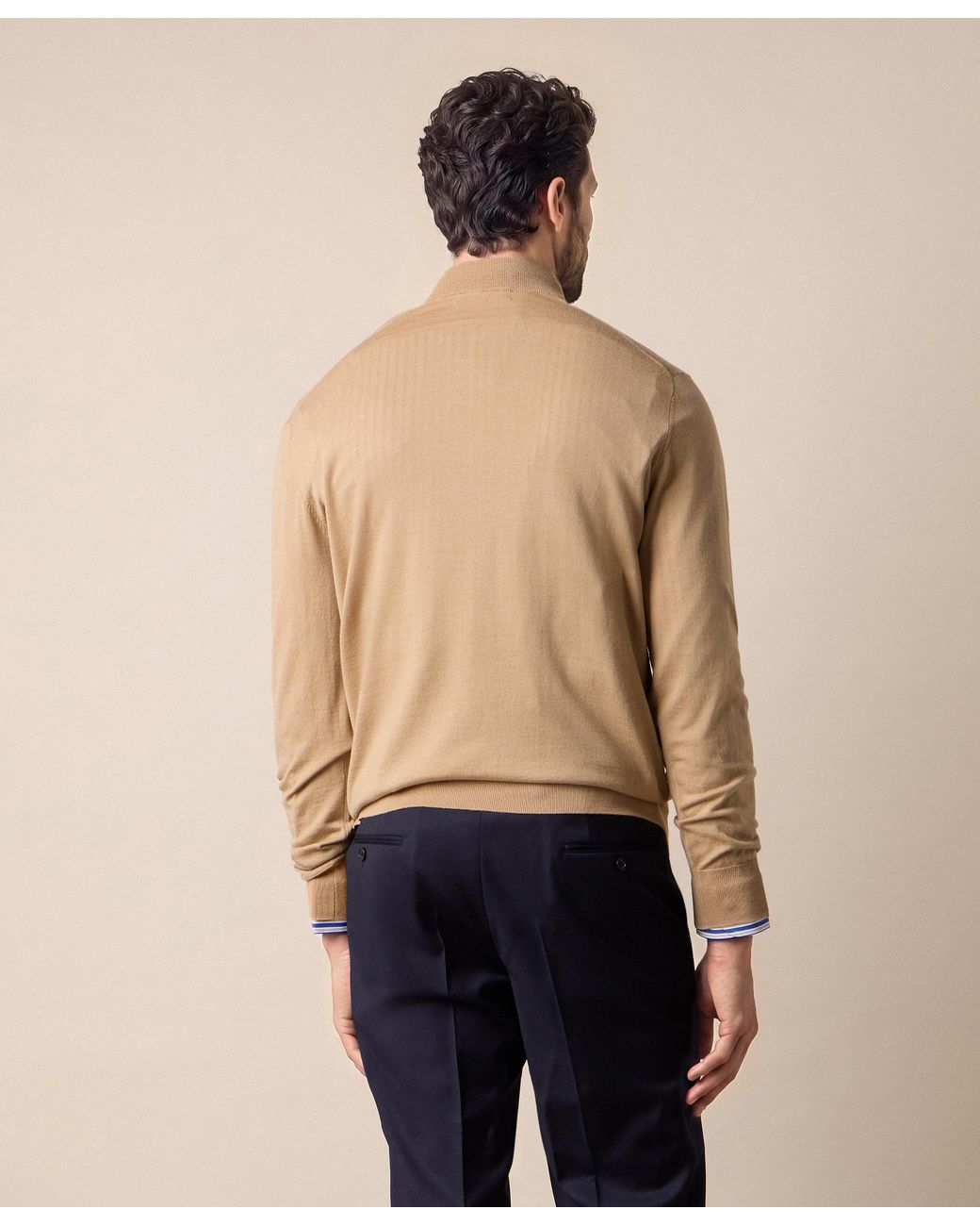 Brooks Brothers Natural Half Zip Sweater for men