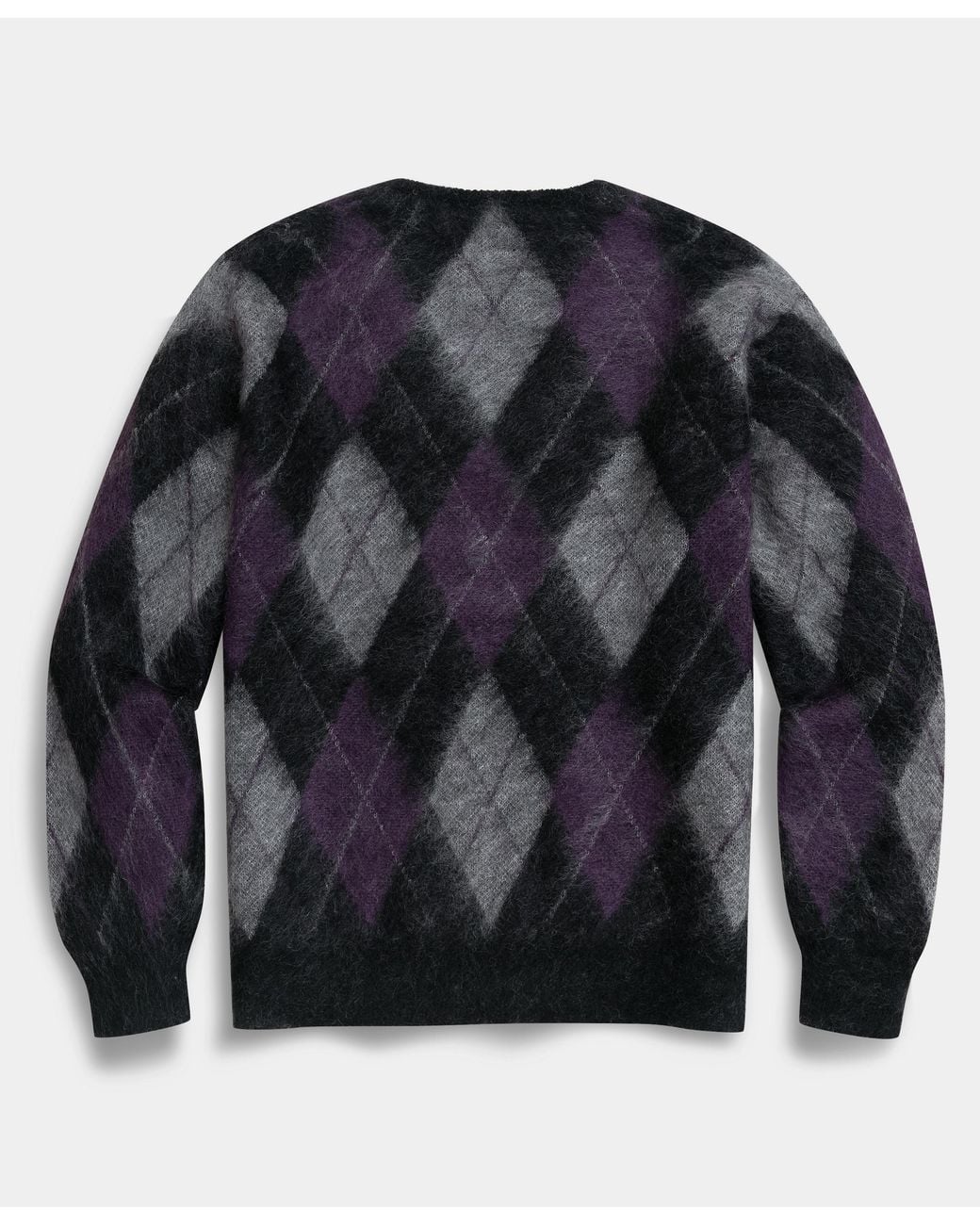 Brooks Brothers Blue Mohair Argyle V-Neck Knit for men