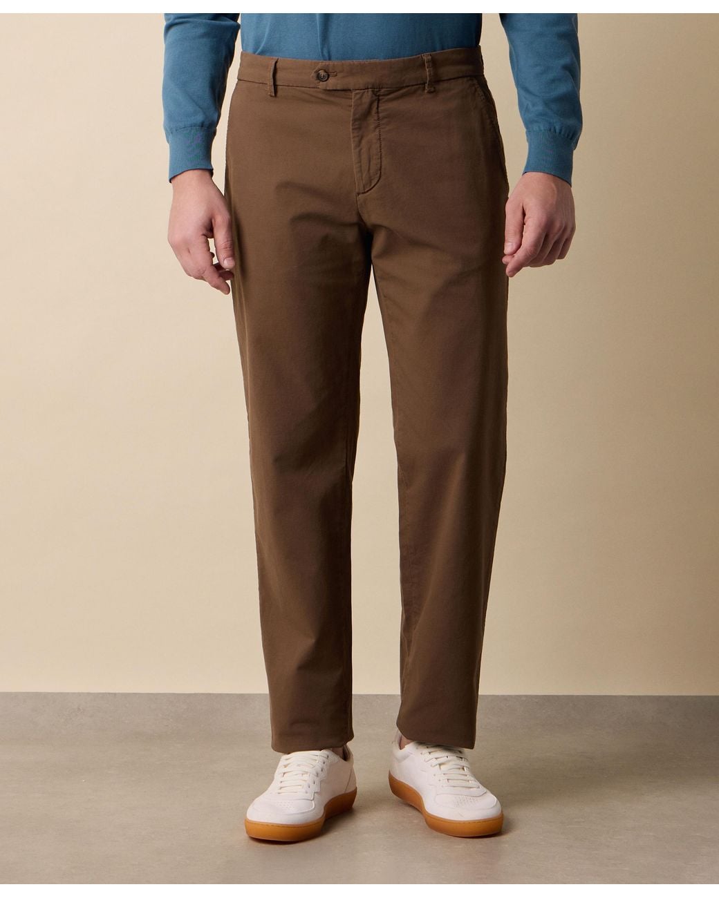 Brooks Brothers Brown Stretch Cotton Micro-Pattern Chino for men