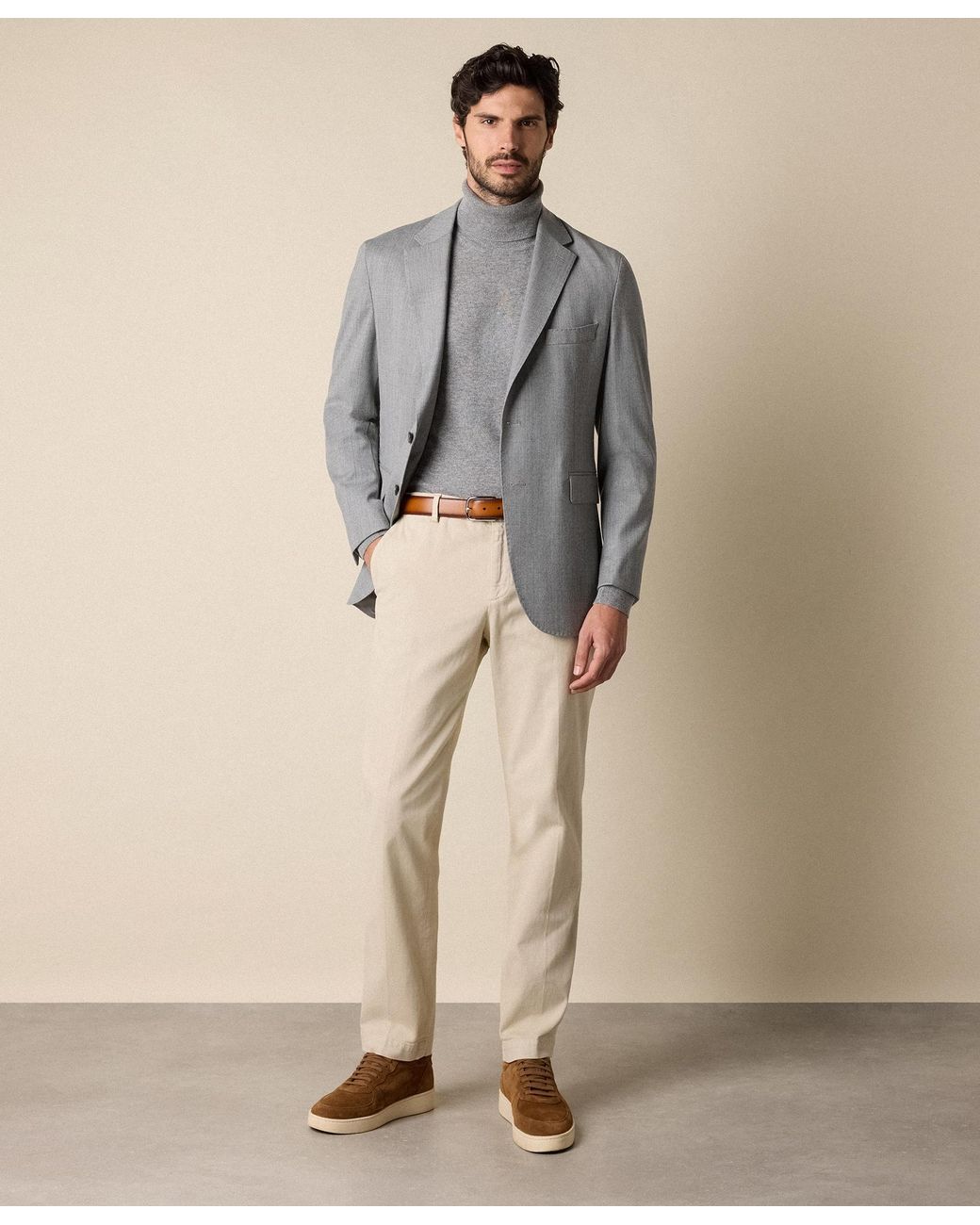 Brooks Brothers Gray Plain Cashmere Turtleneck for men