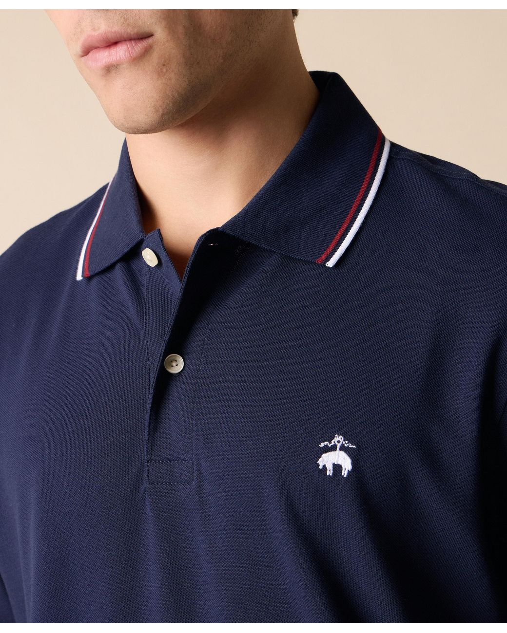 Brooks Brothers Blue Golden Fleece Stretch Cotton Pique Tennis Polo for men