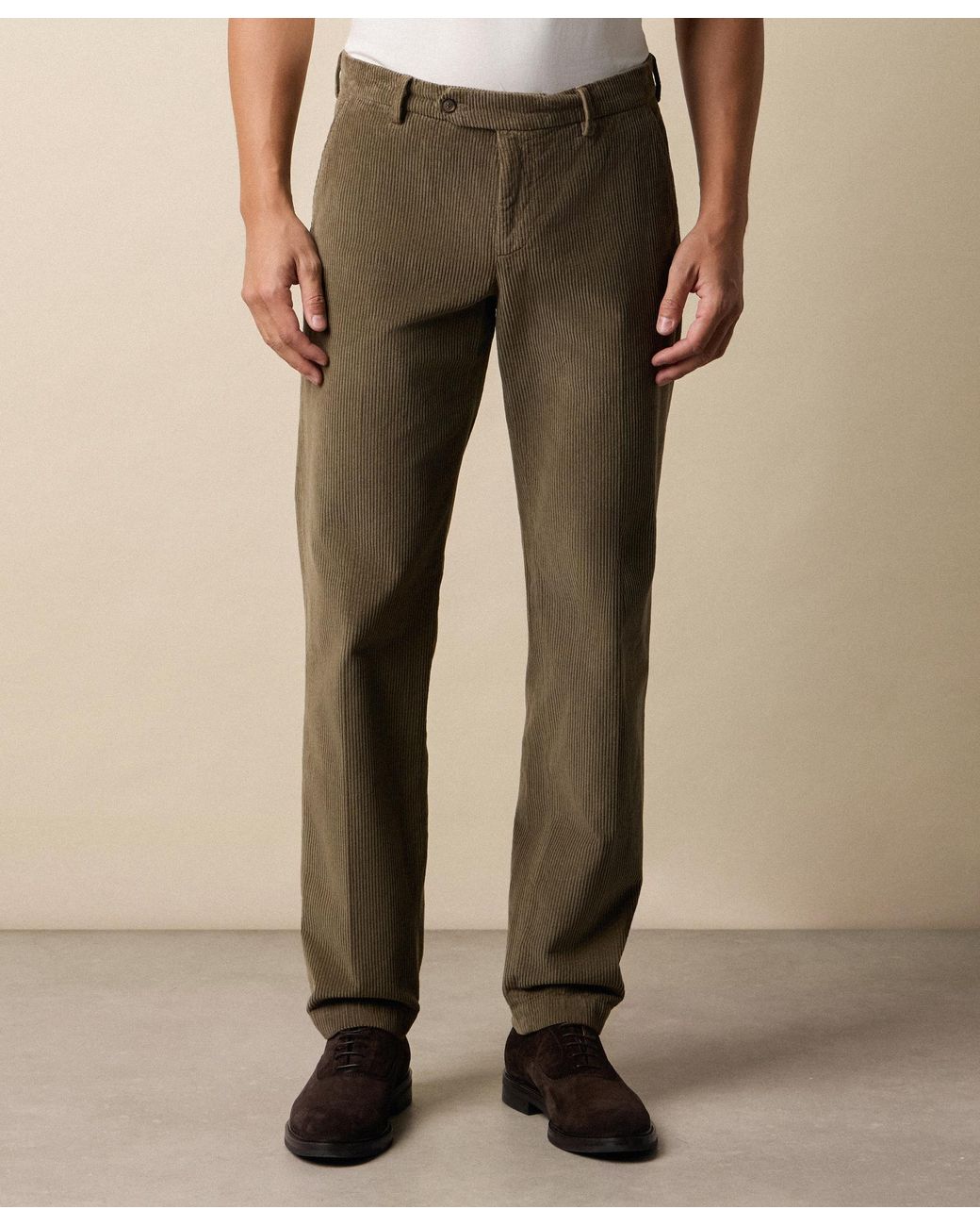 Brooks Brothers Green Regular Fit Cotton Corduroy Chino for men