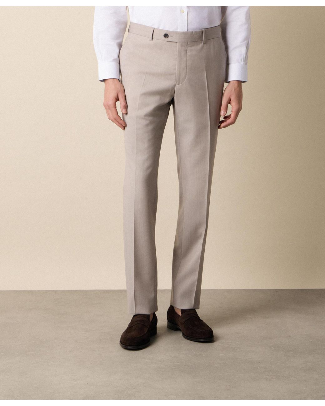 Brooks Brothers Gray Twill Virgin Wool Trousers for men