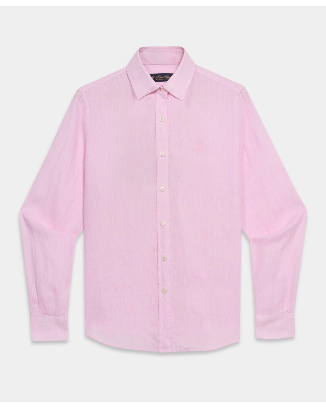 Brooks Brothers Pink Linen Shirt With Logo