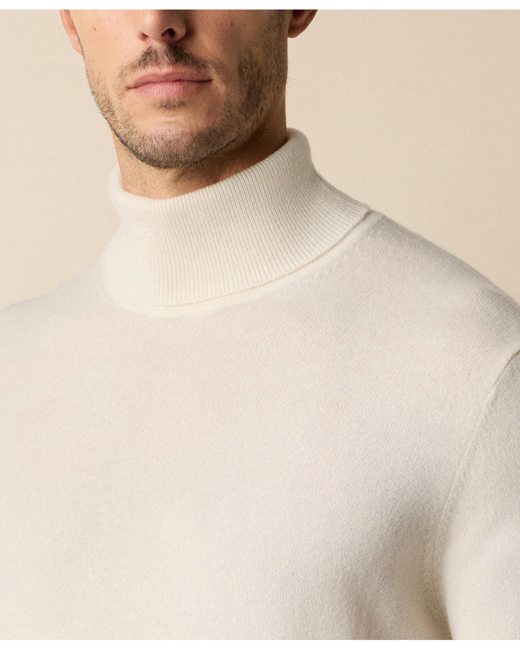 Brooks Brothers Natural Plain Cashmere Turtleneck for men