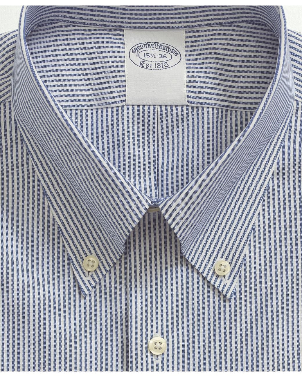Brooks Brothers Blue Regular Fit Non-Iron Oxford Pinpoint Stretch Supima Shirt With Button Down Collar for men