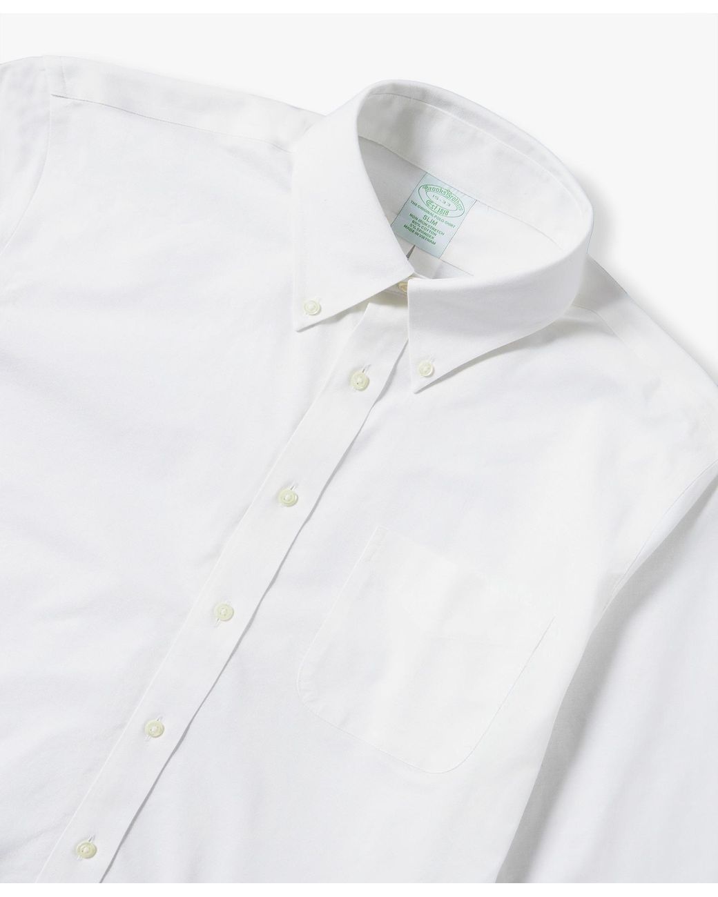 Brooks Brothers White Slim Fit Non-Iron Stretch Cotton Shirt With Button-Down Collar for men