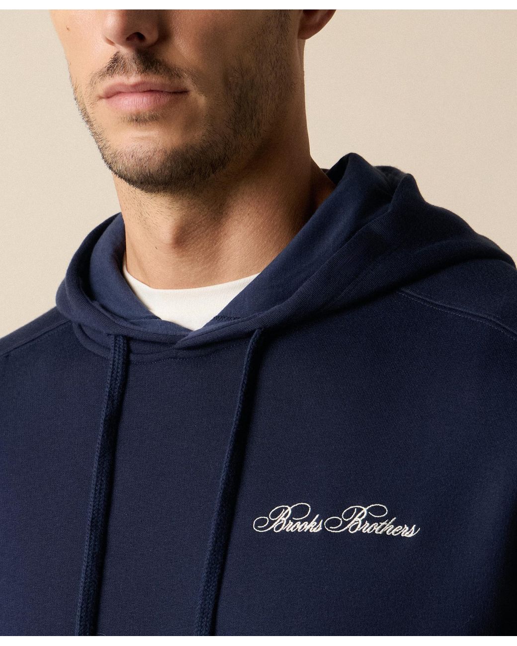 Brooks Brothers Blue Cotton Hoodie With Embroidered Logo for men