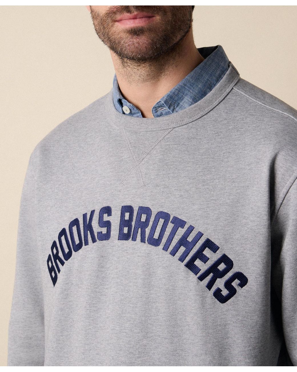 Brooks Brothers Gray Cotton Sweatshirt With Extended Logo Print for men