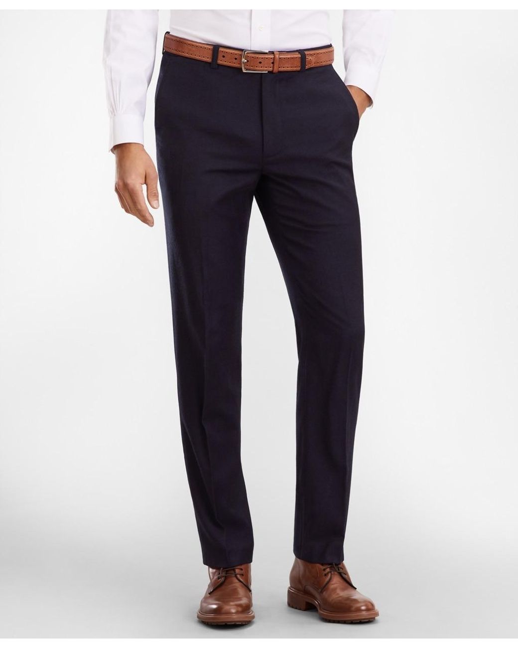 Brooks Brothers Clark Fit Washable Wool Pants in Navy (Blue) for Men - Lyst