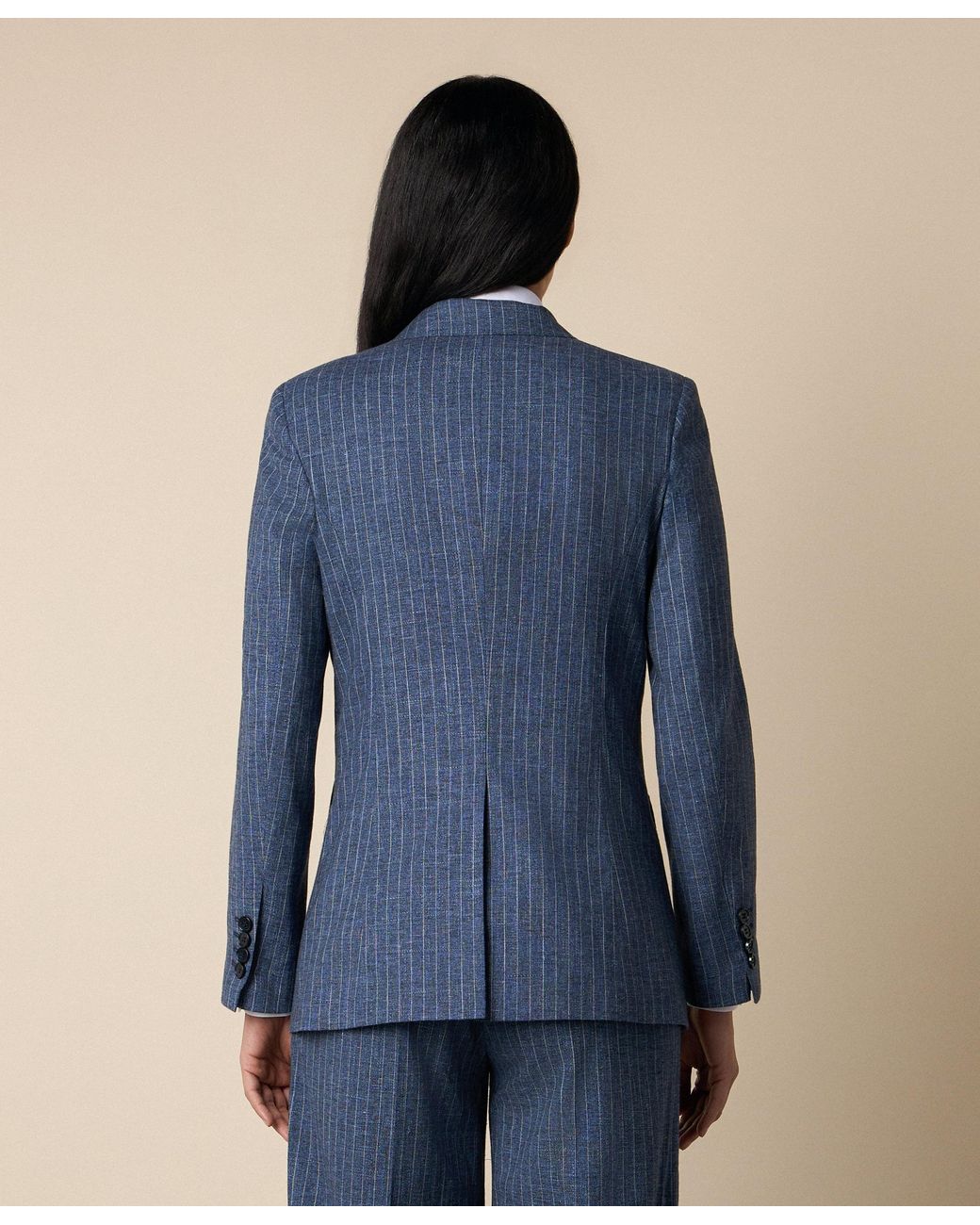 Brooks Brothers Blue Pinstripe Cotton Blend Blazer
