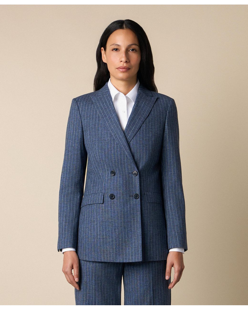 Brooks Brothers Blue Pinstripe Cotton Blend Blazer