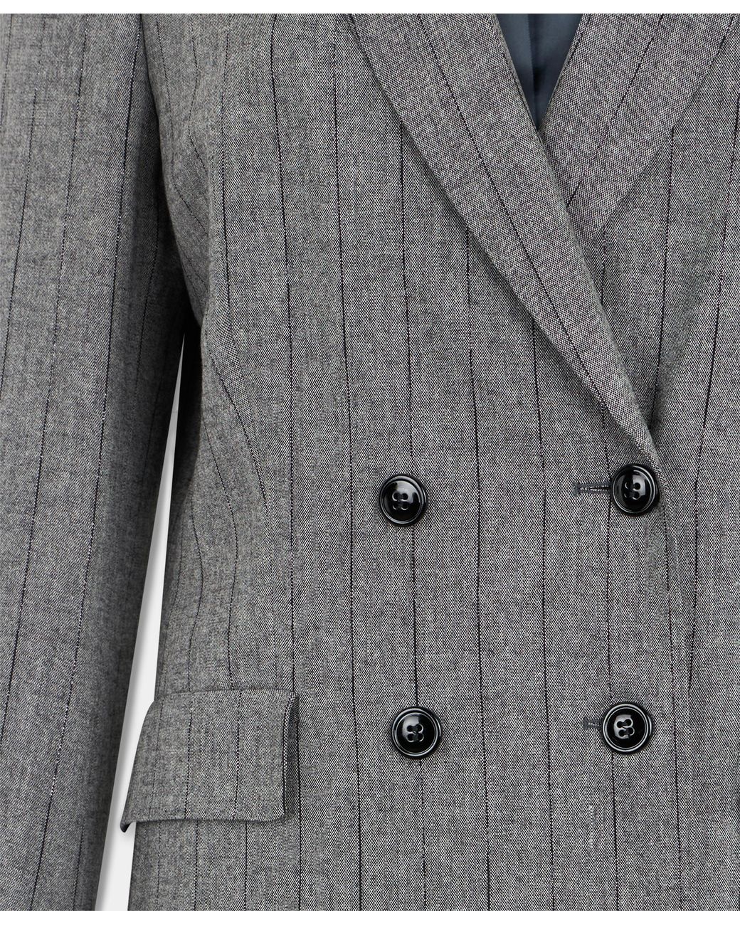 Brooks Brothers Gray Double Breasted Pinstripe Blazer