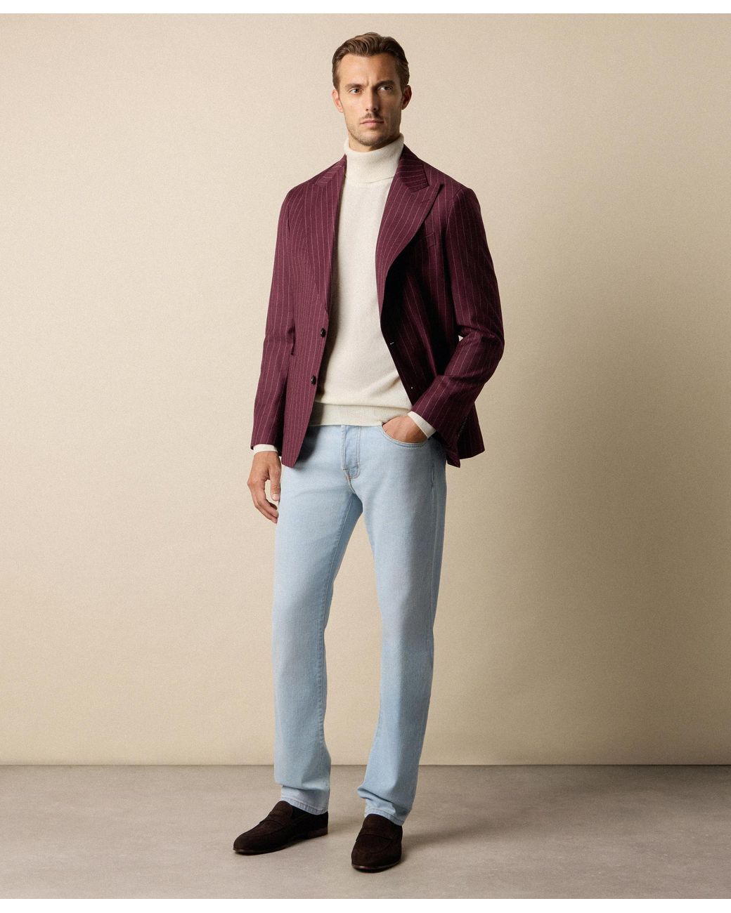 Brooks Brothers Natural Plain Cashmere Turtleneck for men