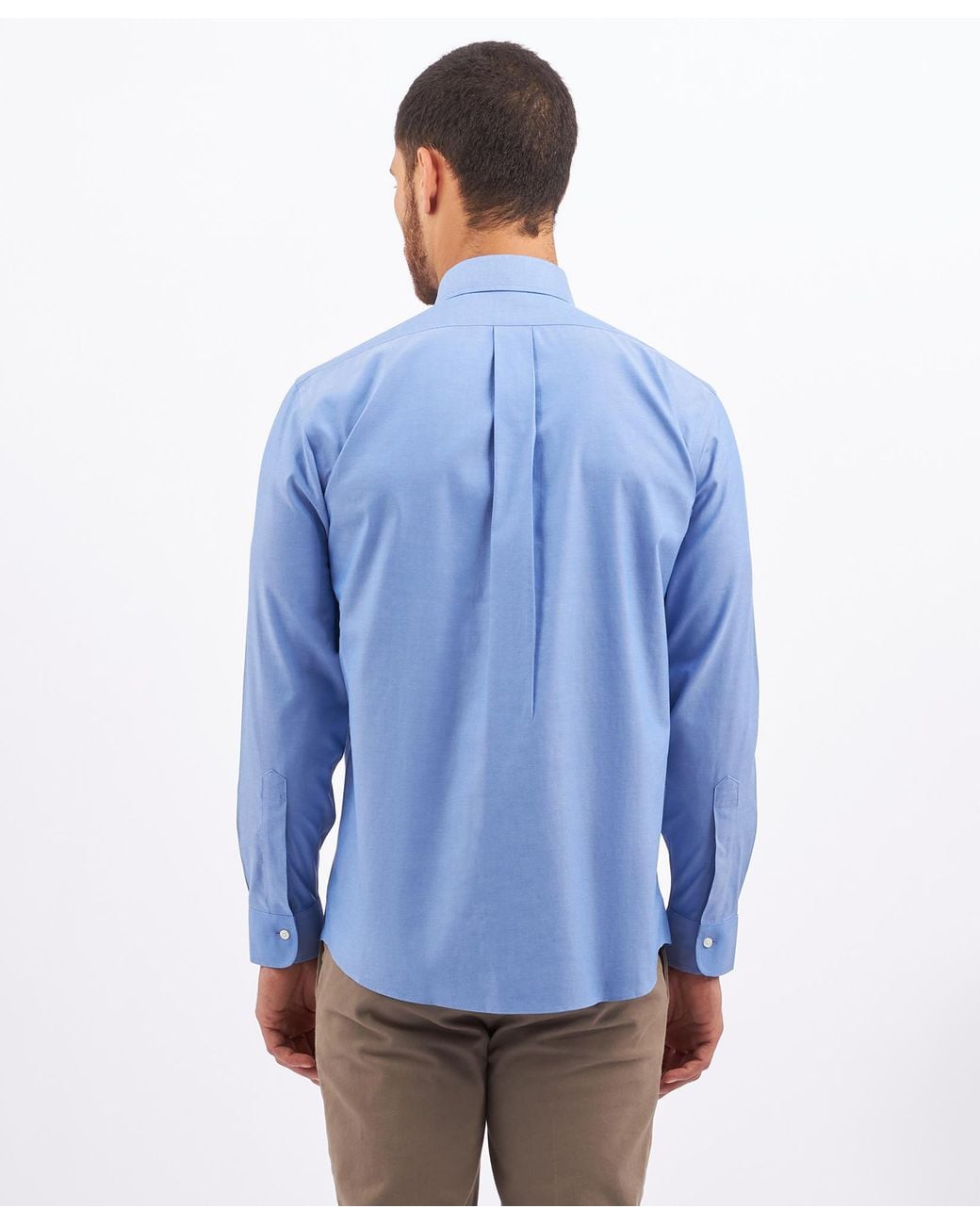 Brooks Brothers Blue Medium Traditional Fit Stretch Supima Cotton Non-Iron Dress Shirt With Ainsley Collar for men