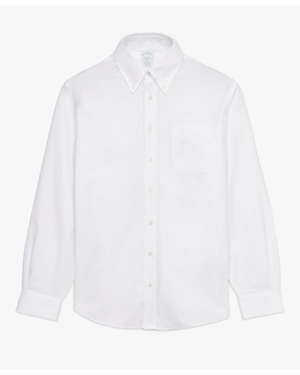 Brooks Brothers White Slim Fit Non-Iron Stretch Cotton Shirt With Button-Down Collar for men
