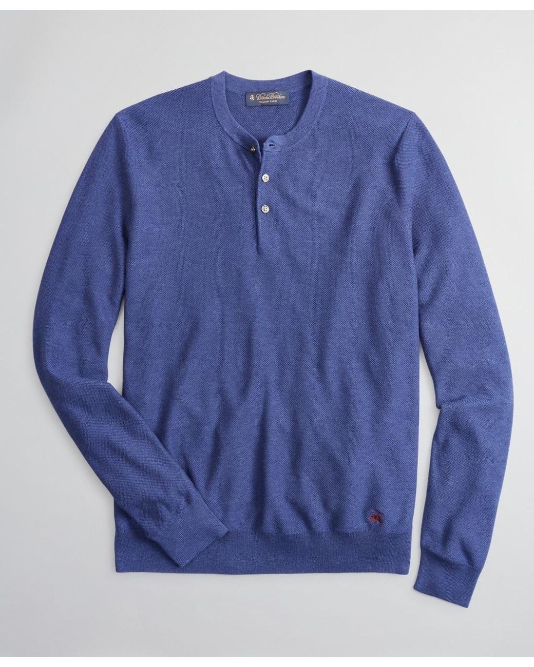 Brooks Brothers Silk And Cotton Henley Sweater in Blue for Men - Lyst
