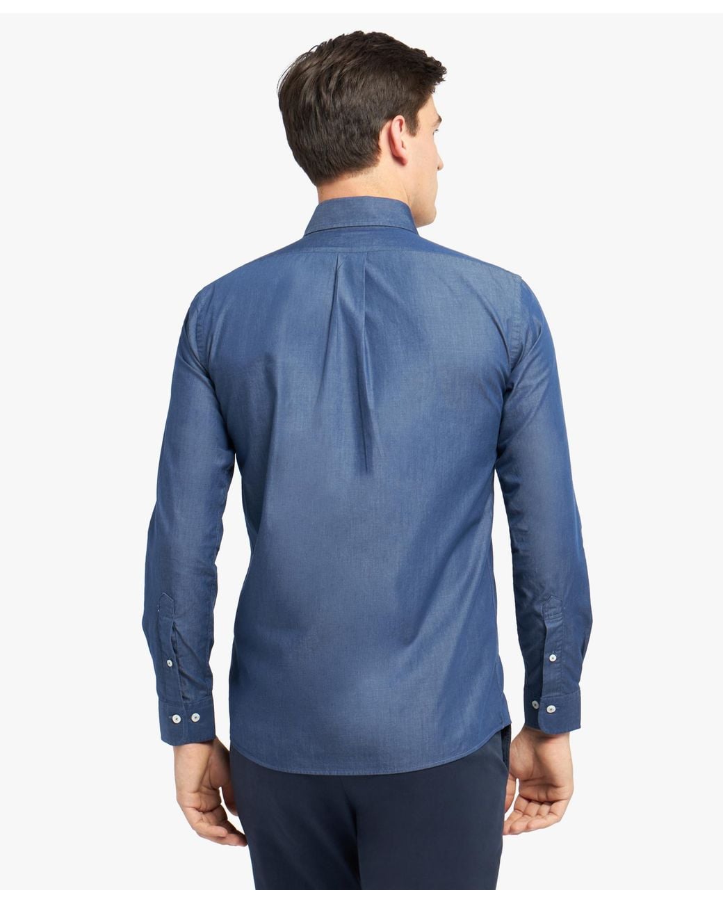 Brooks Brothers Blue Slim Fit Denim Twill Button Down Shirt for men