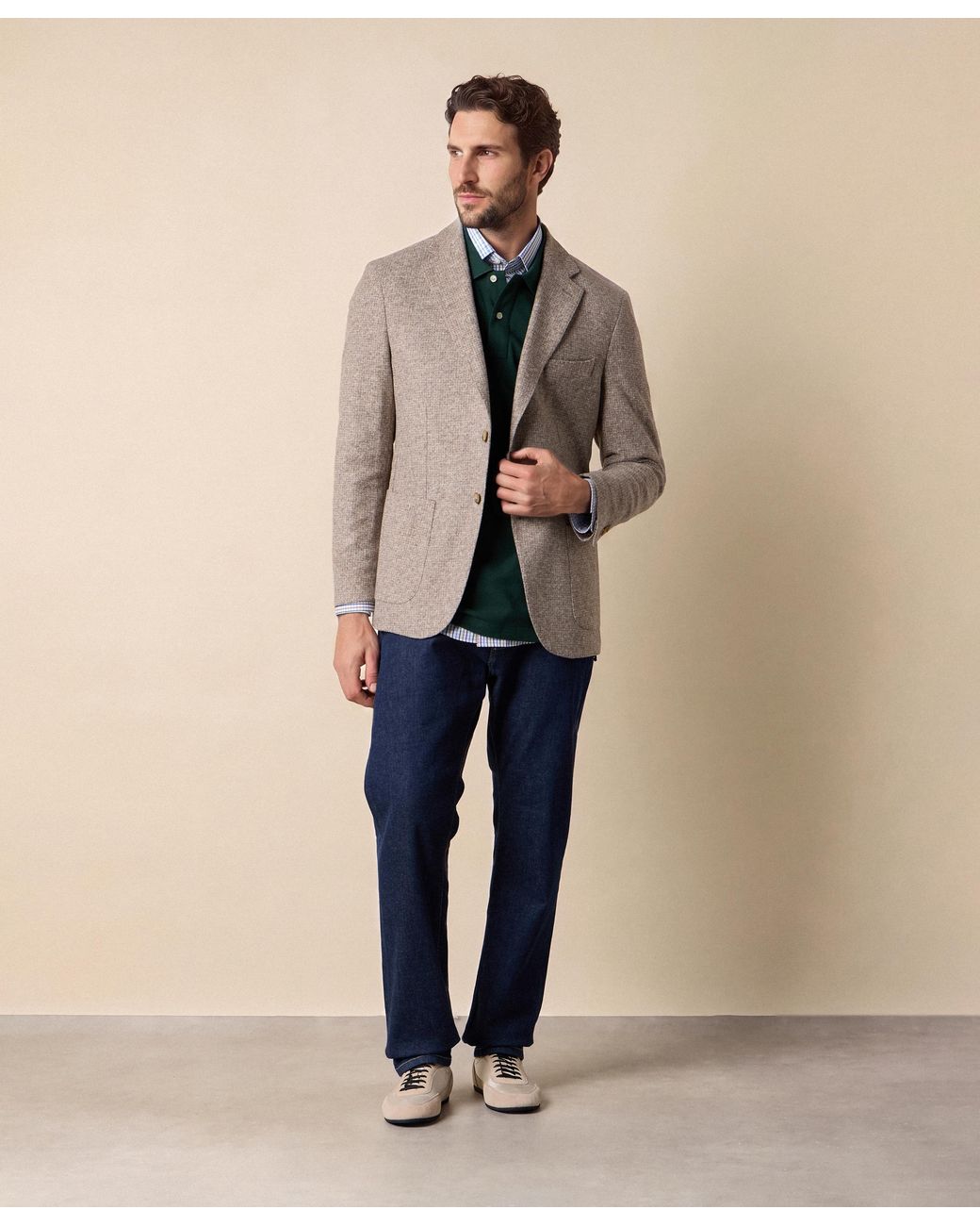 Brooks Brothers Natural Pied De Poule Blazer for men