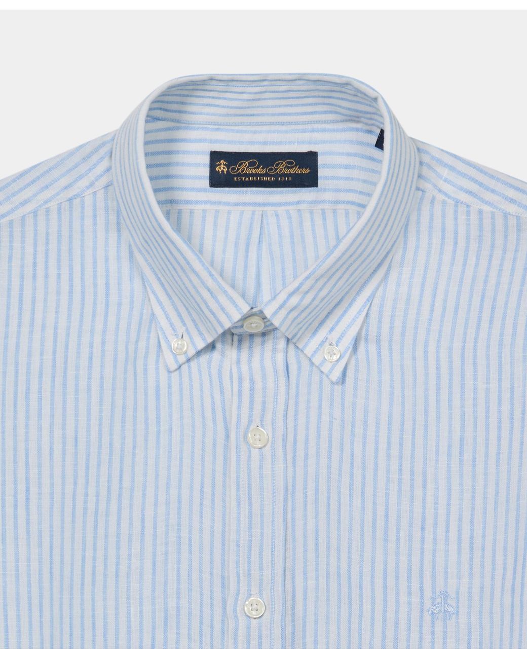Brooks Brothers Blue Regular Fit Linen Shirt With Button Down Collar for men