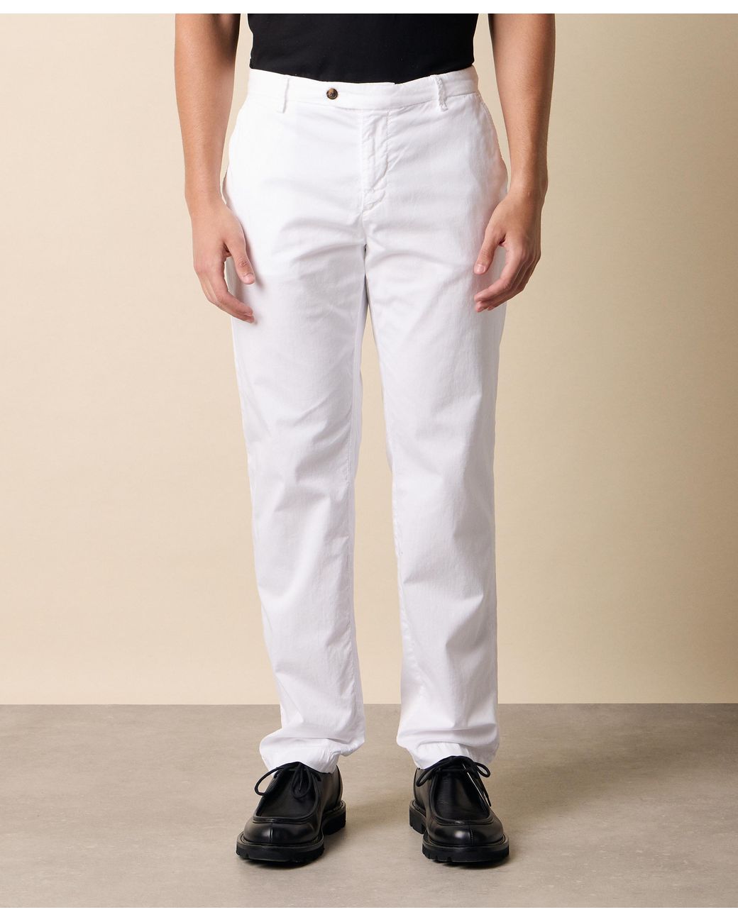 Brooks Brothers White Stretch Cotton Twill Chino for men