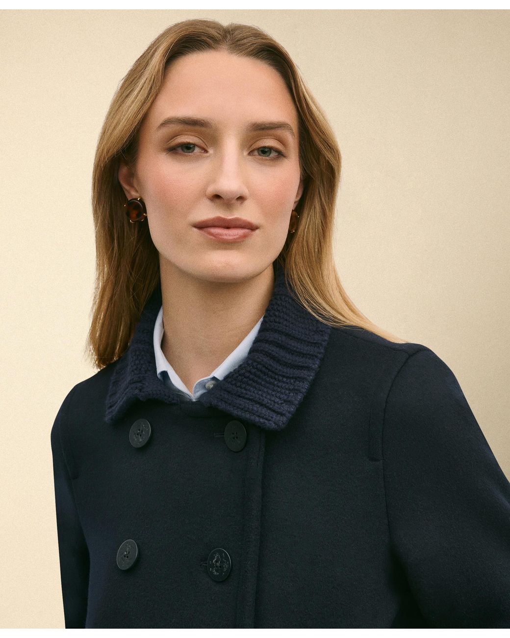 Brooks Brothers Black Cropped Double Faced Peacoat