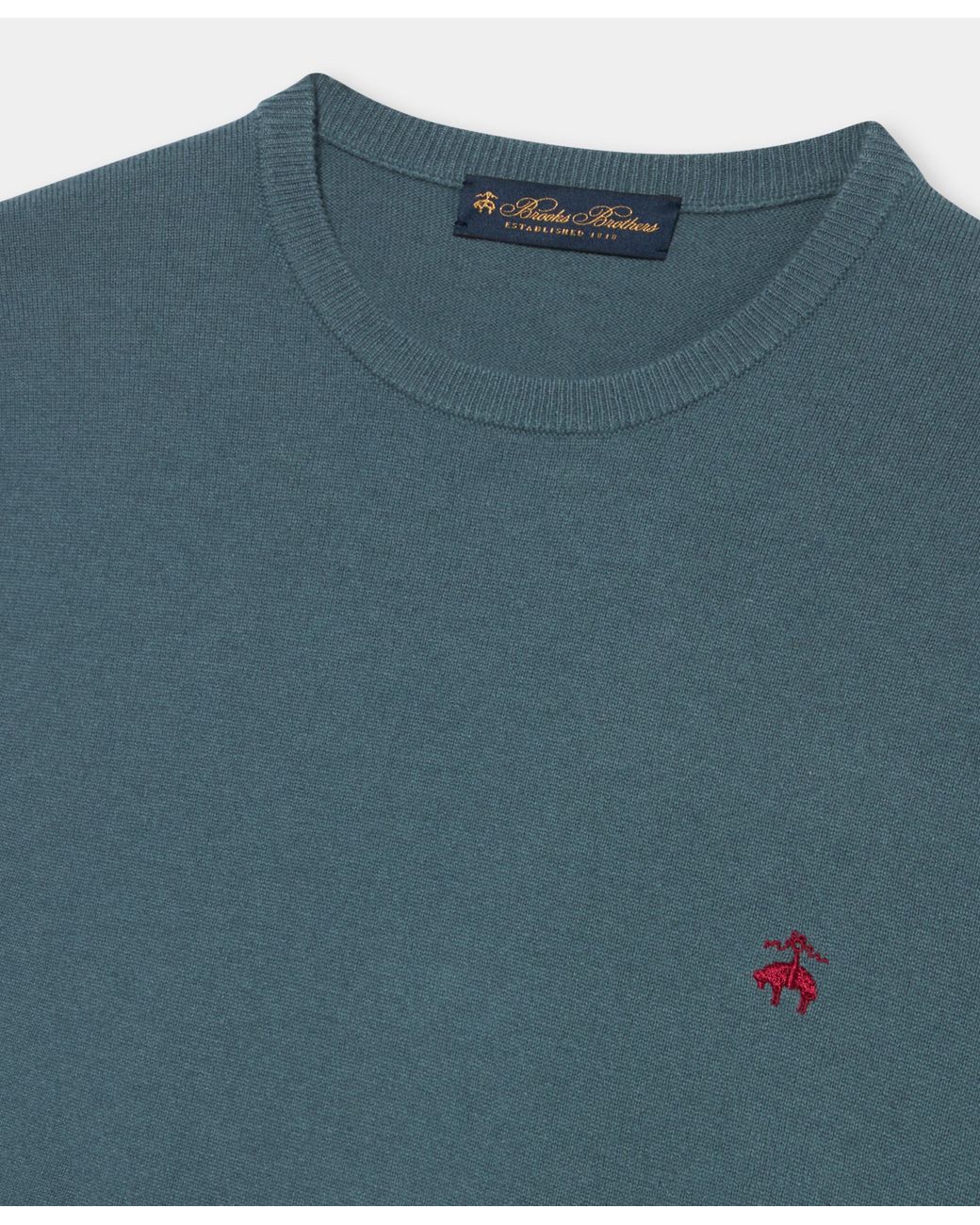 Brooks Brothers Blue Crewneck Sweater With Logo for men