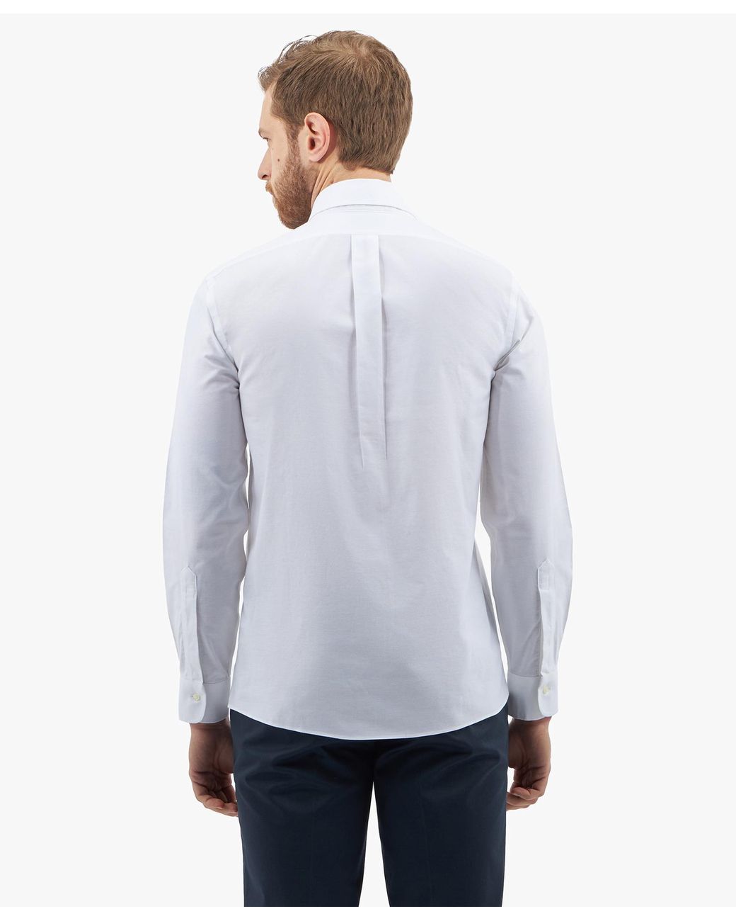 Brooks Brothers White Slim Fit Non-Iron Stretch Cotton Shirt With Button-Down Collar for men
