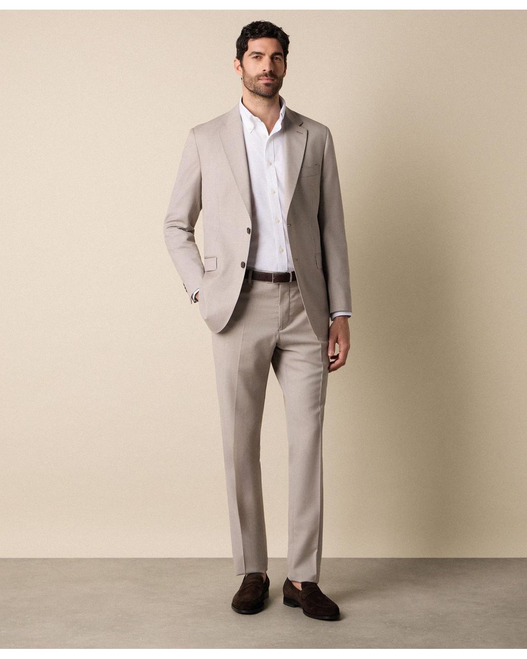 Brooks Brothers Gray Twill Virgin Wool Trousers for men
