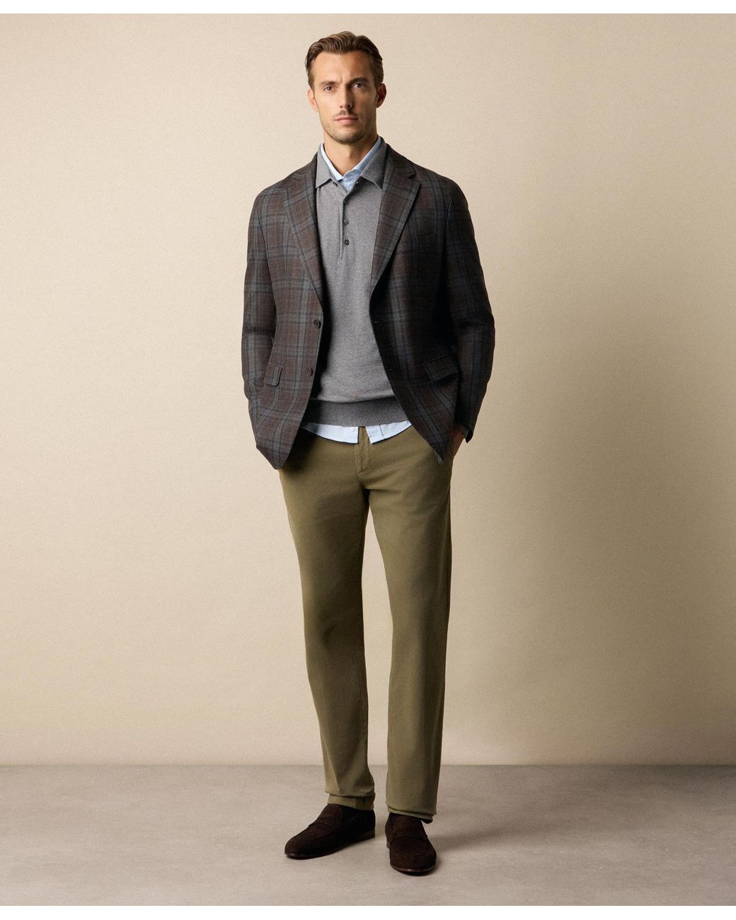 Brooks Brothers Gray Plain Cotton Polo for men