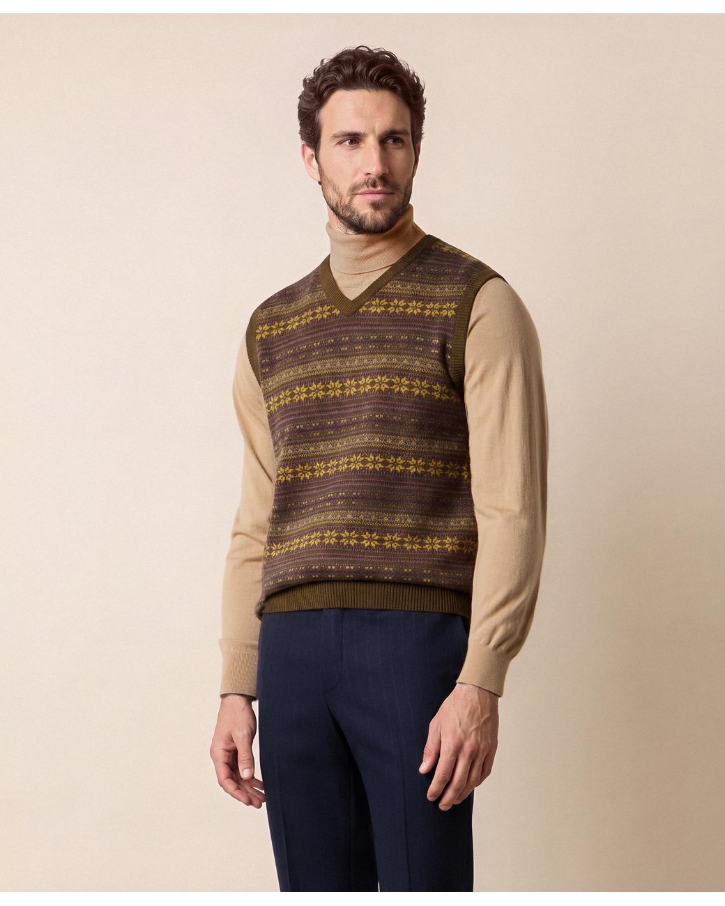 Brooks Brothers Green Fair Isle Sweater Vest for men