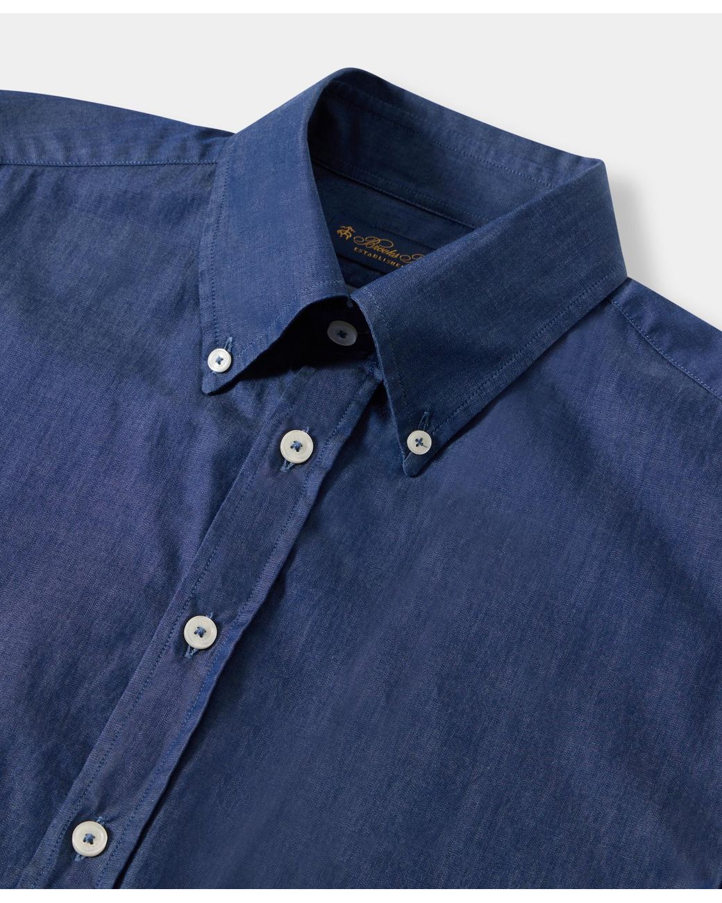 Brooks Brothers Blue Slim Fit Denim Twill Button Down Shirt for men