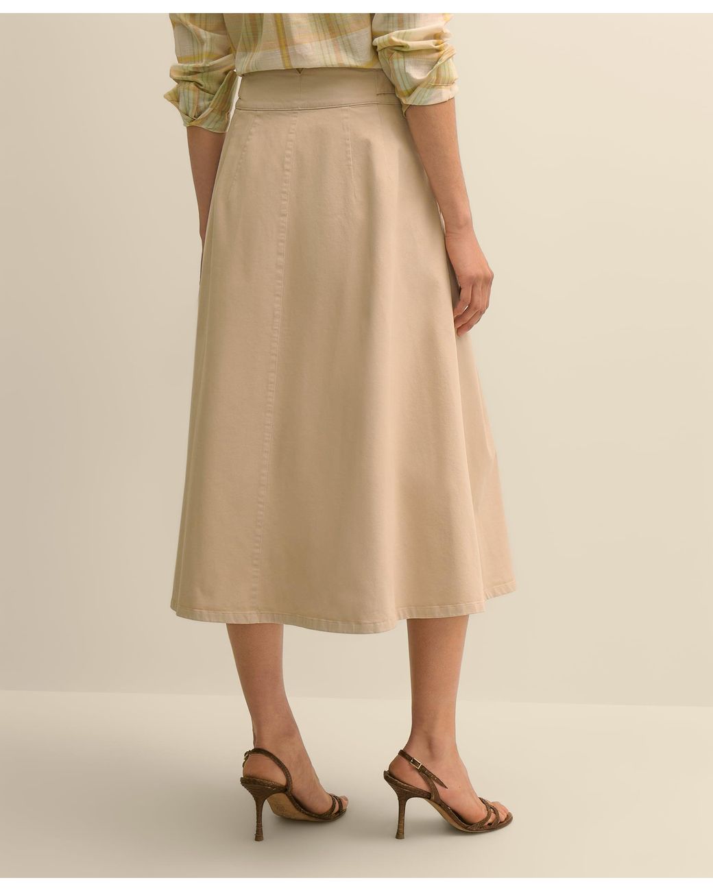 Brooks Brothers Natural Belted Skirt With Pleats