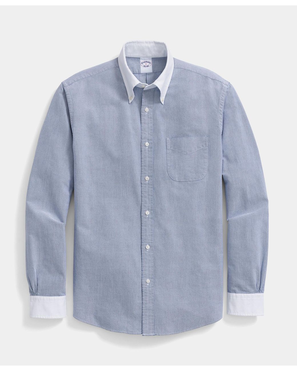 Brooks Brothers Blue Regular Fit Washed Oxford Shirt With Button Down Collar for men