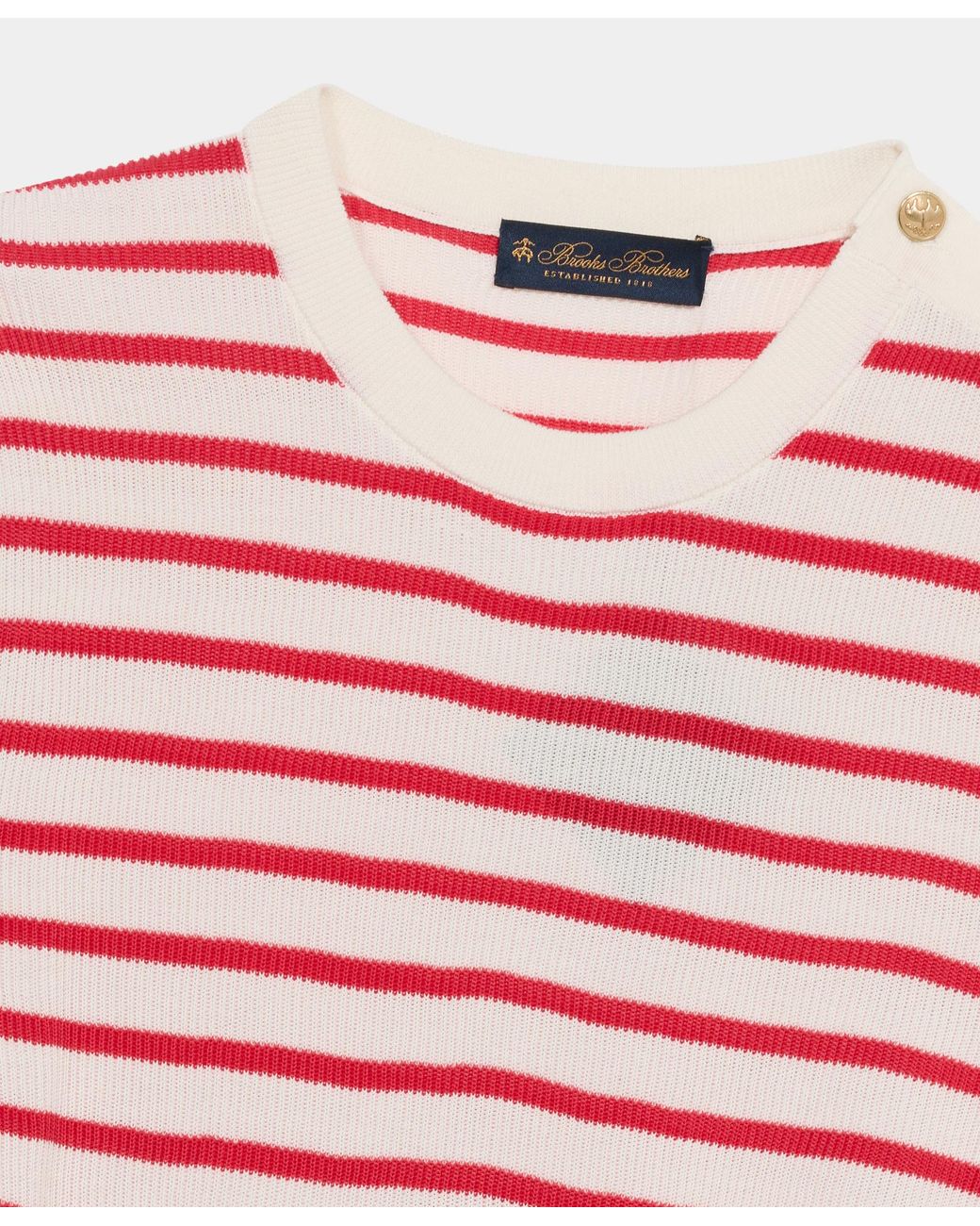 Brooks Brothers Red Striped Crewneck Sweater With Logo Buttons
