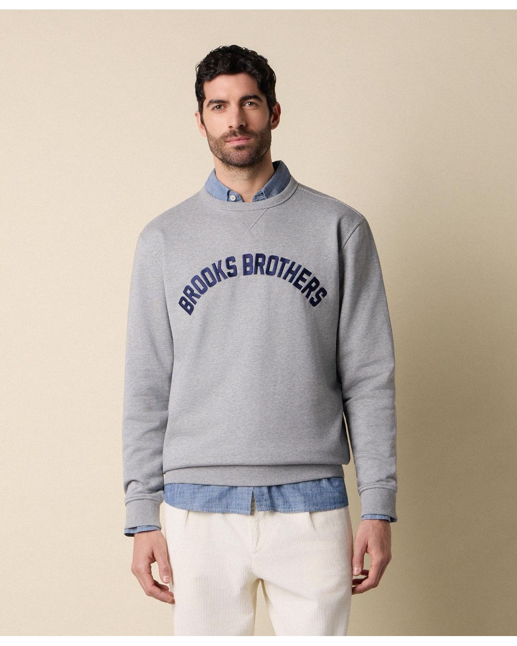 Brooks Brothers Gray Cotton Sweatshirt With Extended Logo Print for men