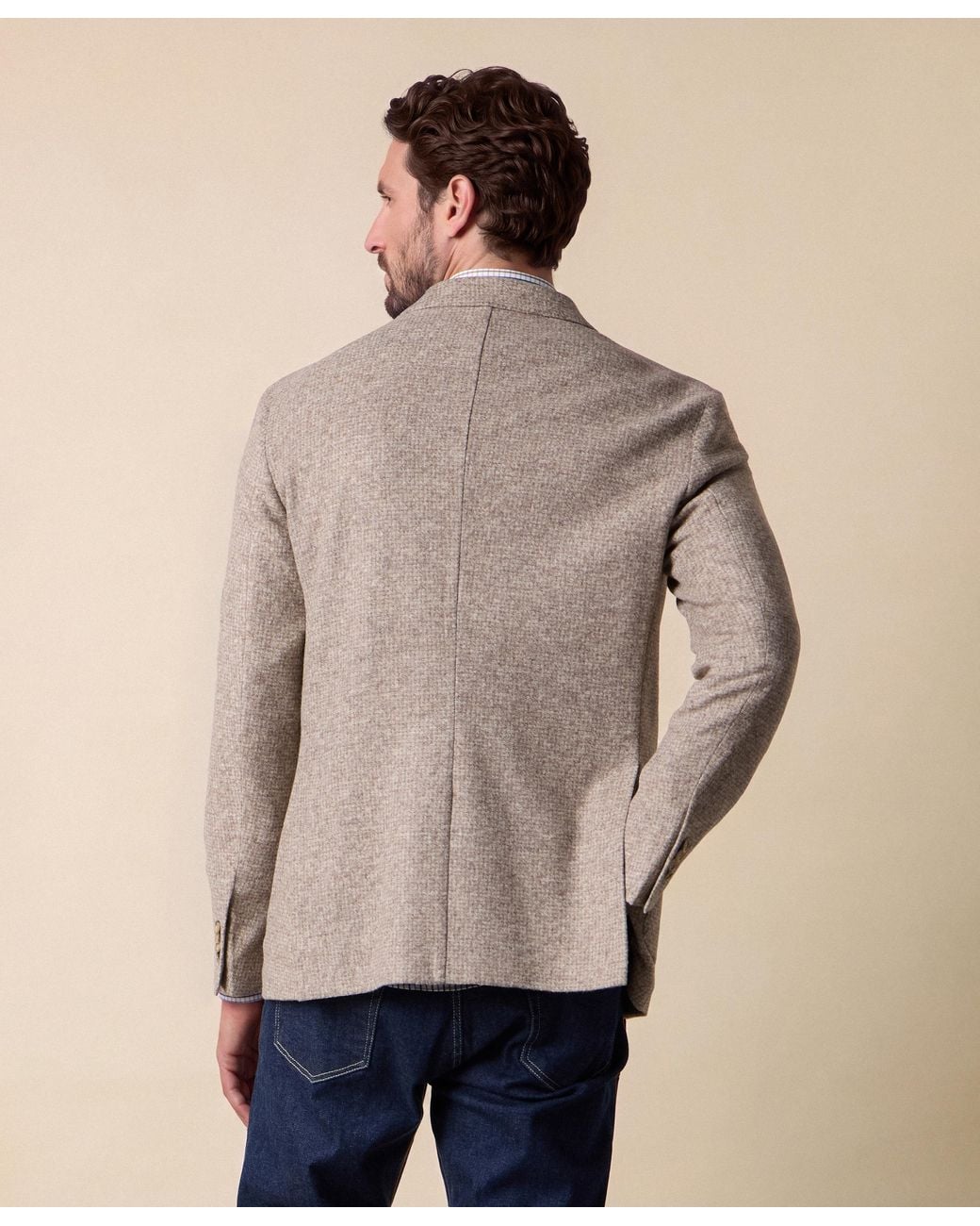 Brooks Brothers Natural Pied De Poule Blazer for men