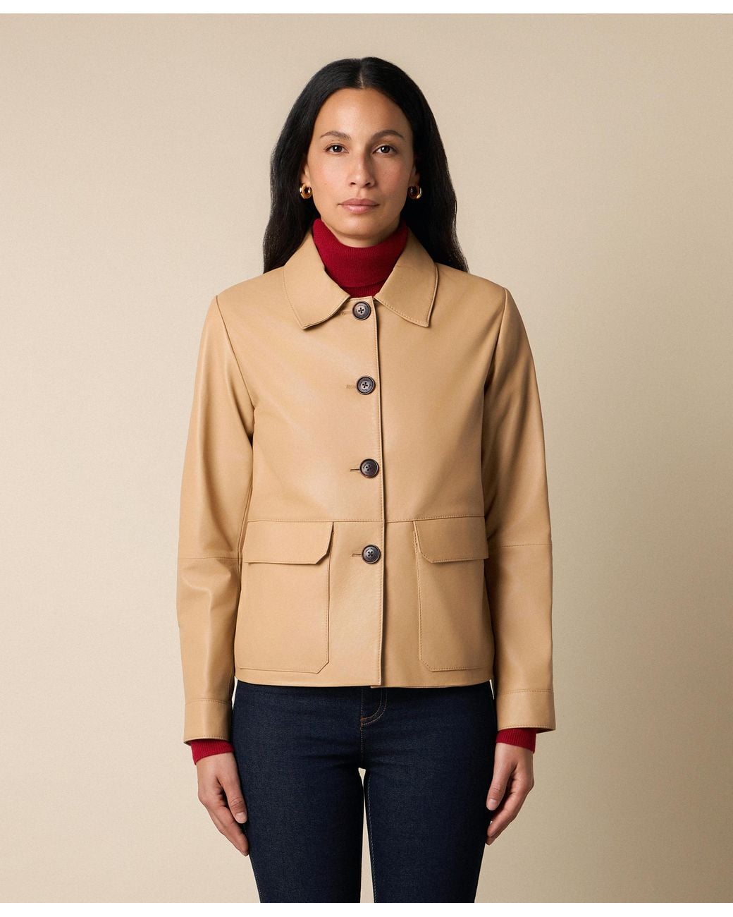 Brooks Brothers Natural Leather Shirt Collar Jacket